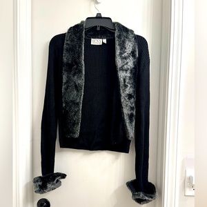 MCNY FAUX FUR CARDIGAN